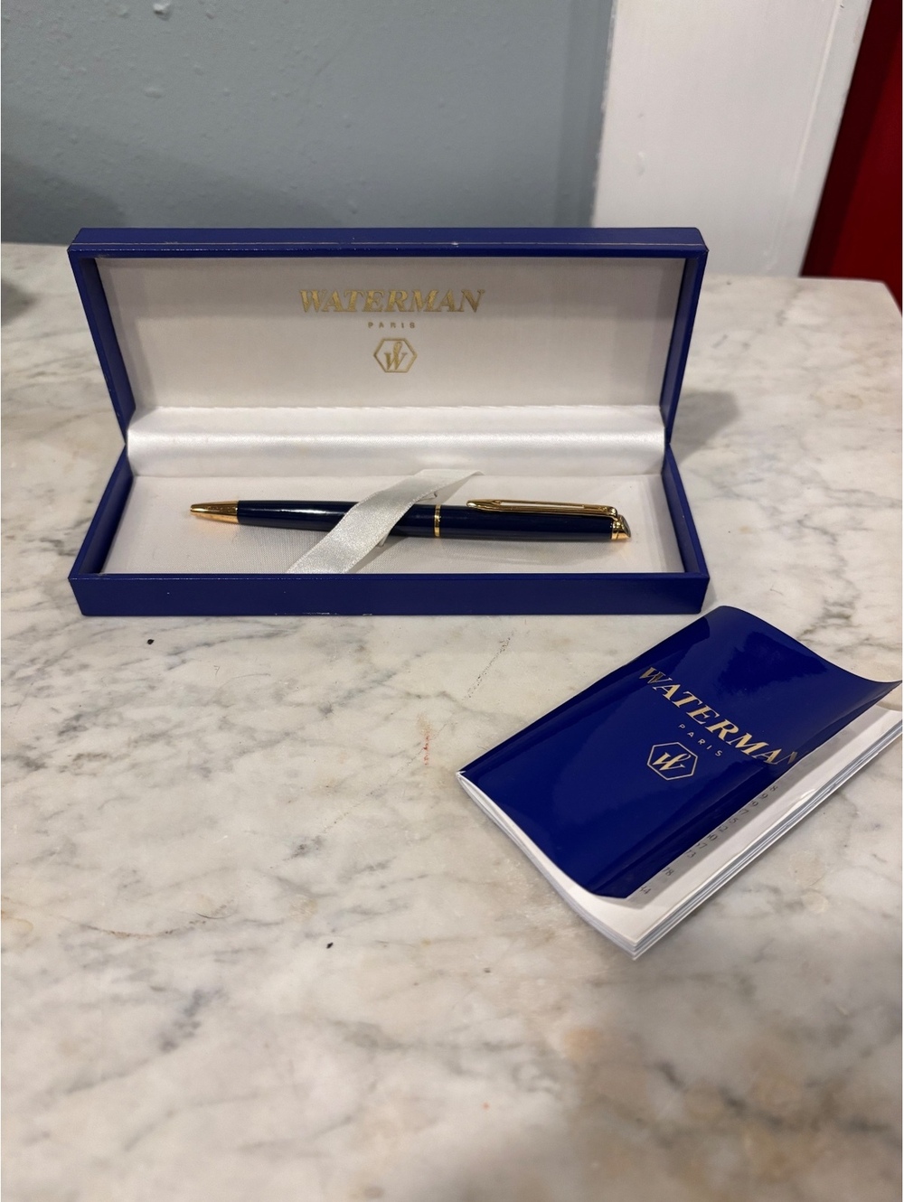 Vintage Waterman Paris Blue Hemisphere Ballpoint Pen with Original Box